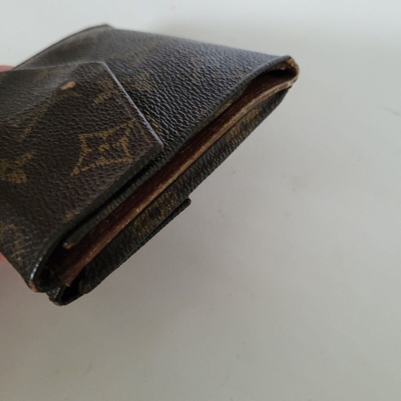 LOUIS VUITTON Retro Vintage Monogram Leather Wallet Brown Medium Trifold Elise - Picture 14 of 16